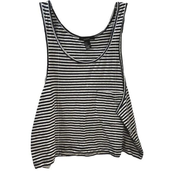 NEW Forever 21 Shirt Girl Crop Top Tank Top Sleeveless Striped‎ Small - Picture 1 of 5